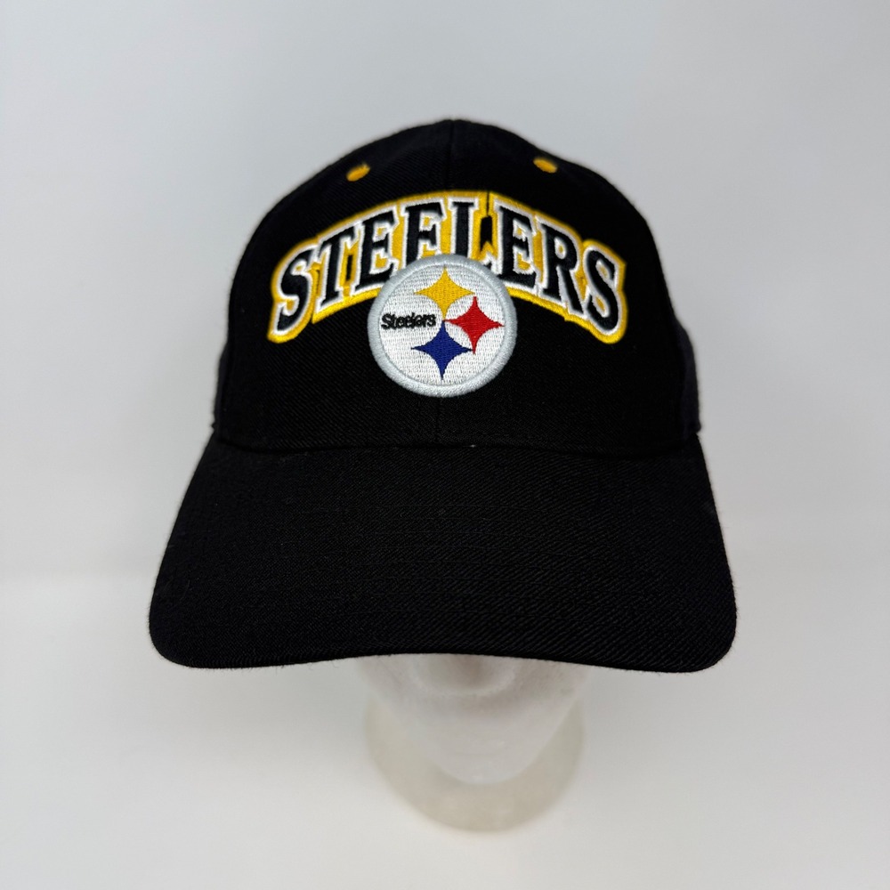 Vtg Pittsburgh Steelers NFL Twins Enterprise F4 Fitted Hat Black 100% Wool 7-1/4